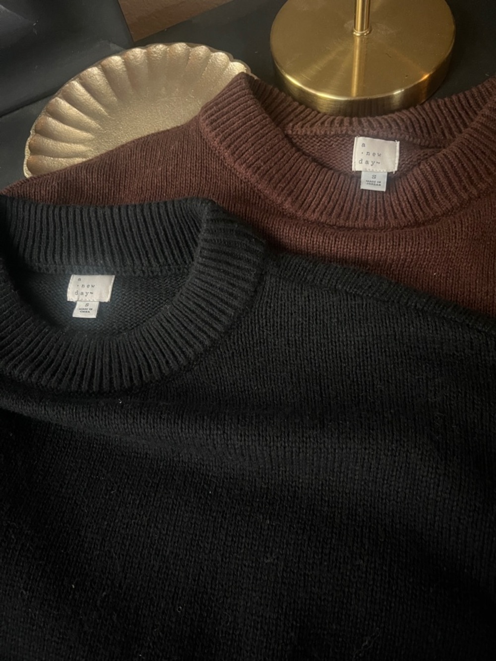 A New Day Woolen Crewneck Sweater - Black / Brown small set of two